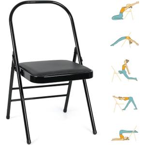 Yoga Auxiliary Chair Headstand Bench Backless Portable Folding Workout Core Chair for Flexibility and Strength Training