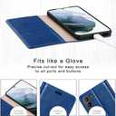 Belemay Compatible with Galaxy S21 FE 5G Wallet Case (6.4 inch) Premium Leather Flip Case [RFID Blocking] Card Holder [Undetachable Interior Shell] Magnetic Folio Folding Cover for Men Women, Blue