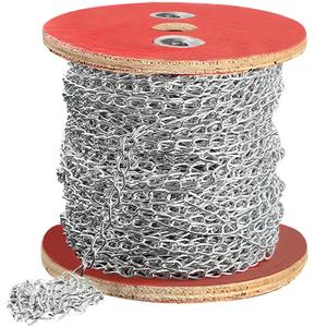 AIHSUMC 150ft Jack Chain, Galvanized Steel Link Chain with Spool Strong Heavy Coil Chain Hanging Chain Metal Light Fixture Chain for Feeders, Overhead Lights, Flowerpots, Pet Towing, 1.4mm