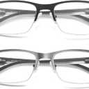 Reading Glasses Men Photochromic Lens Blue Light Readers Wide Metal Half Frame Style Sun Tinted Eyewear PT2002