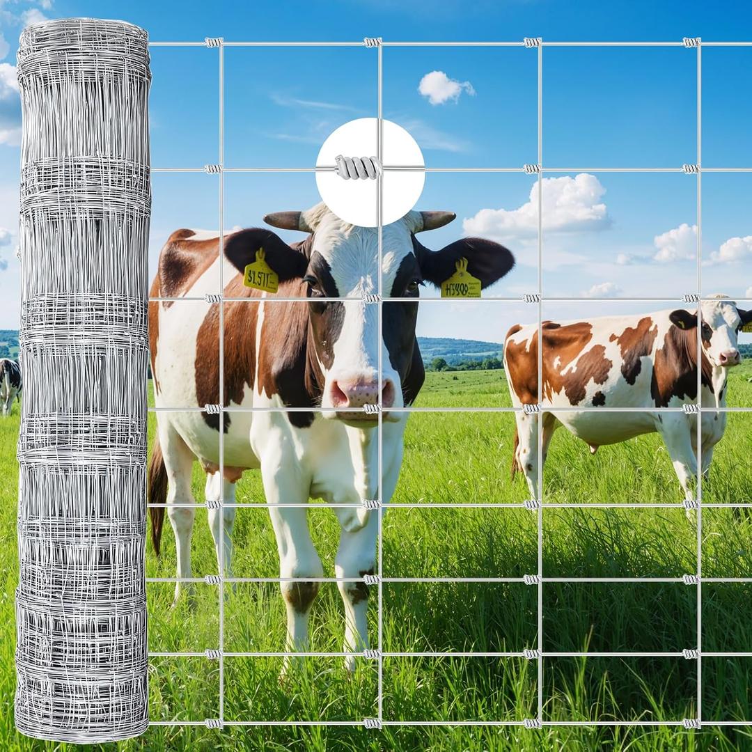 Cattle Fence, Farm Fence 4ft x 164ft - 14 Gauge Galvanized Wire Fence