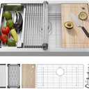 33 Undermount Kitchen Sink, 33x19 Stainless Steel Sinks 16 Gauge Deep Single Bowl WorkstationUnder Counter Kitchen Sink with Built-in Accessories - Amazon.com