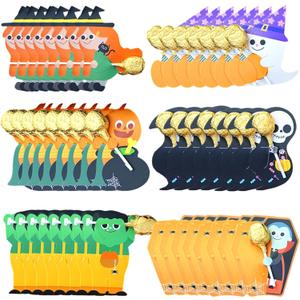 ZHUIGUANGZE 60 Pcs Halloween Lollipop Candy Holder Paper Cards Decoration Cute Ghost Witch Pumpkin Chocolate Sweets Package Wrapping for Trick or Treat Home Party Biscuit DIY Accessories