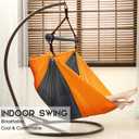 Hammock Chair, Portable Large Hanging Rope Swing, Lightweight Nylon Parachute, Max 500 Lbs, Detachable Metal Support Bar Hammock Chair Swing for Outdoor, Indoor, Bedroom (Orange, Dark Gray)