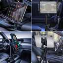 Cup Holder Car Tablet Mount for Truck, 360 Adjustable 15" Long 2-Arm Stand Holder for iPad Pro 12.9/11/10.5/9.7/Air/Mini 6/5/4, Galaxy Tab/Z Fold 6/5/4, iPhone 17/16/Pro, 4.7-12.9" Tab &Phone