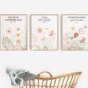 3pcs Framed Floral Wall Art Pieces, Christian Art, Bohemian Wall Decorations, Inspirational Bible Verse Canvas Paintings, Wildflower Patterns, For A Girl'S Room And Living Room, 16x24 Inch