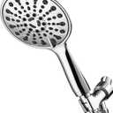 Handheld Shower Head, 6" Chrome Face 6 Spray Setting Shower Head with High Pressure, Brass Swivel Ball Mount and Extra Long Flexible Stainless Steel Hose