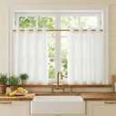 NICETOWN Non-See-Through White Privacy Sheer Cafe Curtains 36 inches Long 2 Panels, 52" Wide Grommet Window Curtains Drapes for Living Room Bedroom- Light Filtering Home Decoration