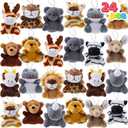 JOYIN 24 Pcs Mini Safari Animal Plush Toys (24 Units 3" Each), Animals Keychain Decoration for Kids, Small Stuffed Animal Bulk for Kids, Carnival Prizes, School Gifts, Party Favor Goodie Bags