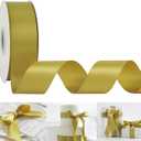 HUIHUANG Gold Satin Ribbon 1-1/2 inch x 50 Yards Dijon Gold Double-Faced Satin Ribbon for Gift Wrapping, Bows, Flower Bouquet, Crafts, Bridal Shower Wedding Decor, Christmas Tree