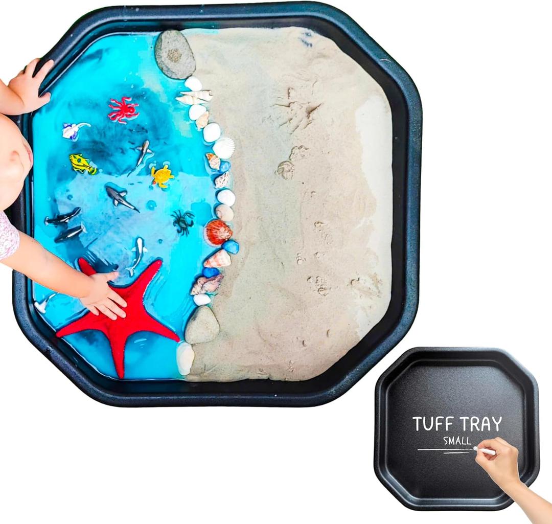 Tuff Tray (Small Black), Sensory Tray with Textured Surface, Sand and Water Table, Sensory Bin  Sensory Play for Toddlers and Kids