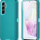 Qinmay Phone Case for Samsung Galaxy A36 5G Case with HD Screen Protector, Heavy Duty Shockproof & Dropproof 3-Layer Cover Phone Case for Galaxy A36,LakeSkyBlue