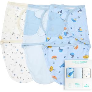 Wowelife Baby Swaddle Sleep Sacks, 3-Pack Swaddles for Newborns, Baby Swaddles 0-3 Months, 100% Cotton Swaddle Infant Blankets for Boy Baby Essentials for Newborn, Light Blue (Standard Size)