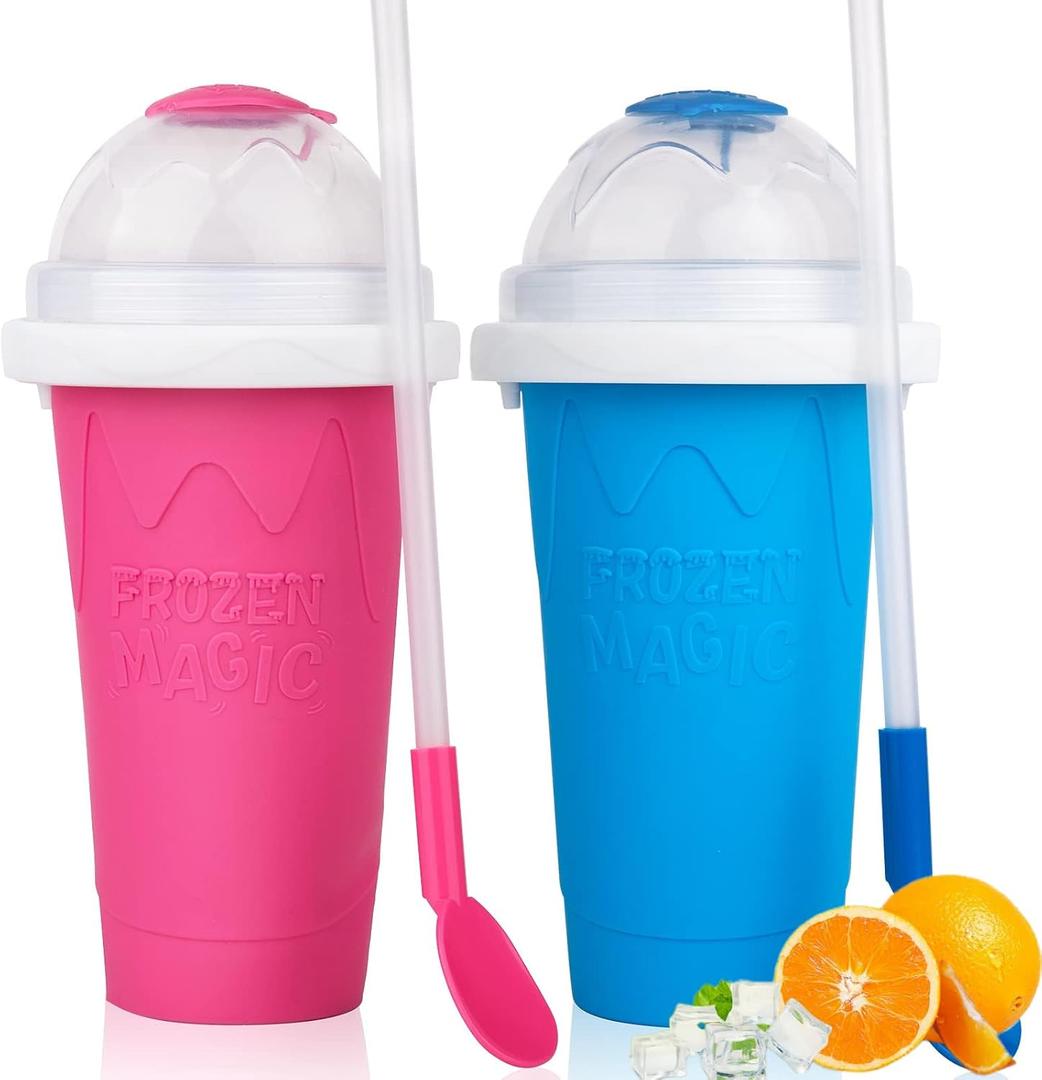 Slushy cup Slushie Maker Cup,Frozen Magic Slushy Cup - Create Delicious Slushies Anywhere with This Fun and Cool Slushie Maker Cup! (RedBlue, Large)