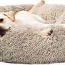 Hachikitty Calming Donut Cuddler Dog Bed, Large, 30'' (Taupe)