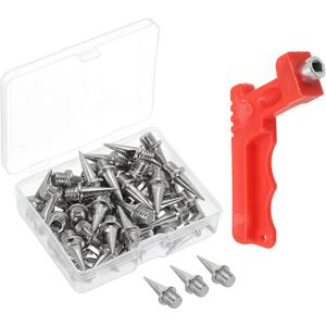 PATIKIL 1/2Inch Shoe Spikes, 50 Pack Steel Long Spikes Track and Field Running Spikes Replacement Spikes Nails with Spike Wrench for Jumping Sprint Sports Short Running Track, Silver