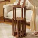 Stackable Stools Set of 4, Wooden Stools 18 Inch Stool Nesting Side Tables Nesting Coffee Table Sturdy and Durable, No Installation Required,Top Stackable Round Stool for Saving space(Walnut Barstool)