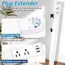 Eletrical Outlet Extender Stick 22"-34" Vertical Power Socket Expander with 2 AC Outlets, USB-A,USB-C Ports,180 Rotating Wall Outlet Extender for Hard-to-Reach Extension Cord Extender Behind Sofa