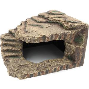 Resin Reptile Hideouts Cave Habitat Decor for Gecko Leopard Lizards Toad Turtle (B- Extra Large)