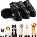 Hcpet Dog Boots, Dog Shoes for Large Dogs, Medium Dog Boots & Paw Protectors, Anti-Slip Dog Booties for Hot Pavement Winter Snow Hiking with Reflective Straps Black Size 4 (Width 2.16 in)