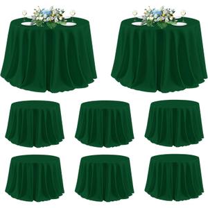 sancua 120 Inch Round Tablecloth, 8 Pack Hunter Green - Circle Polyester Fabric Table Cloth for Chiristmas Party Reception Banquet Birthday, Washable Formal Table Cover (Fit 48-96 Inch Tables)