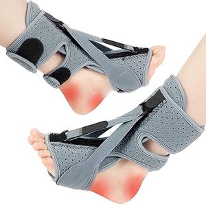 ANSUSIC Plantar Fasciitis Night Splint Adjustable Planter Facetious Relief Foot Drop Achilles Tendonitis Day Night(Gray-1PC)