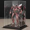 Acrylic Display Case for Collectibles Clear Display Box with Mirror Back and Black Metal Grooved Base for Action Models Doll Toys