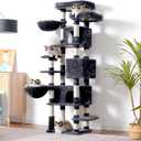 Hey-brother Cat Tree, 74 inches Multi-Level XL Large Cat Tower for Indoor Cats with Three Cat Condos, Two Large Top Decks and Cat Hairbrushfor Kittens, Cats and Pets, Smoky Gray MPJ035-MG