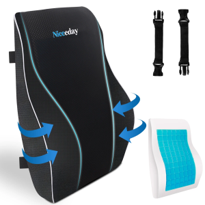 Niceeday Cooling Gel Lumbar Support Pillow for Office Chair 3D Updated Memory Foam Car Lumbar Pillow for Back Support Cooling Back Pillow for Chairs Lower Back Pain Relief Back Rest for Wheelchair