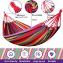 Windyun 2 Sets Cotton Canvas Hammock Large Double Hammock 400lbs Portable Camping Hammocks for Outside with Carrying Bag Sturdy Metal Knot Ropes and Tree Straps for Travel Patio Garden Backyard (Red)