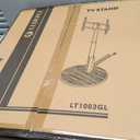 Floor Mobile TV Stand with Power Outlet, Rolling TV Cart for 27-65 Inch OLED LED Monitors, 6 Levels of Height Adjustment, Ambient Lighting on The Bottom Wheels Holds up to 88lbs, 400x400mm (Grain)