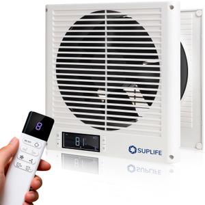8" Room to Room Fan with Remote, Reversible Through Wall Fan for Quietly Circulating Air, 320 CFM Through the Wall Fan with Temperature Control, Durable Build Quality, In Wall Fan for Closet, Laundry