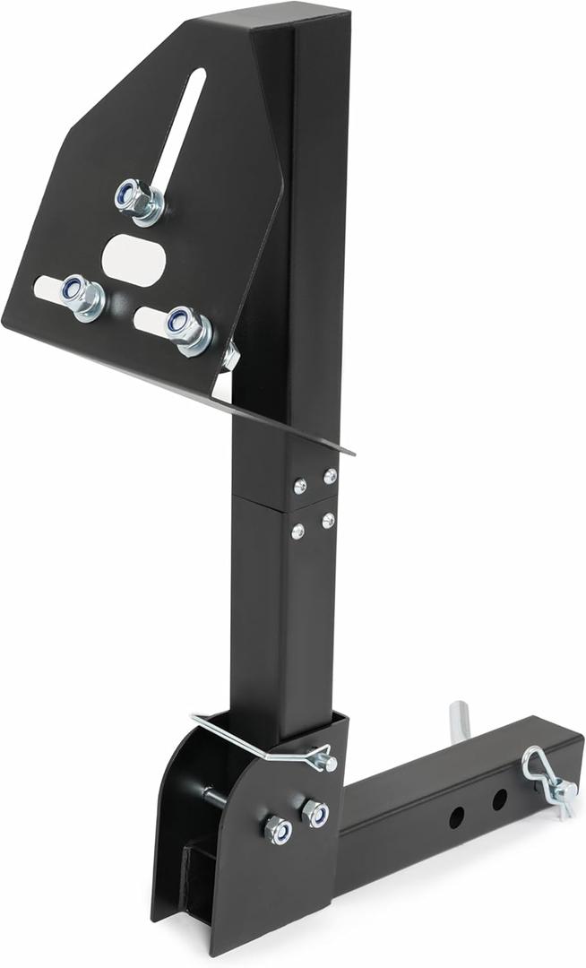 KUAFU Trailer Hitch Spare Tire Mount Compatible with Truck with 2 Inch Hitch Receiver Fits 4 & 5 & 6 Lugs Adjustable Rack Holder Mount