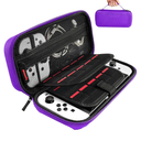 daydayup Switch Carrying Case Compatible with Nintendo Switch/Switch OLED, with 20 Games Cartridges Protective Hard Shell Travel Carrying Case Pouch for Console & Accessories, Purple