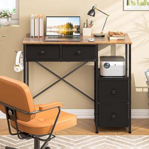 Small Computer Desk for Home Office, Compact Study Desks for Small Spaces, Kids Desk Study for Bedroom, Rustic Brown