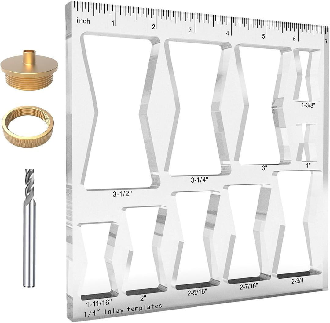 10 in 1 Router Templates for Woodworking,Butterfly Inlay Template,Wood Bowtie Router Templates Jig Bowtie Inlay Kit for Precise,Cuts Butterfly Inlay Template Decorative