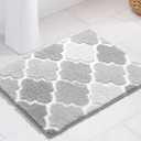 DEXDE Gray Bathroom Rugs, Non-Slip Small Checkered Bath Rugs Fuzzy Extra Absorbent Plush Shaggy Bath Mats, Machine Wash Dry Soft Carpet for Bathroom Floor Tub and Shower, 17x24 Inches (Grey)