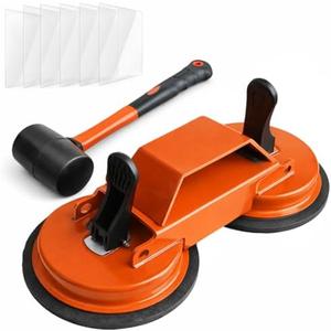 Floor Gap Fixer Tool with Dual Silicone Suction Cups & Rubber Hammer – 45° Angled Striking Surface, Includes Adhesive Pads – for Laminate, Vinyl Plank, SPC & Engineered Hardwood Floors