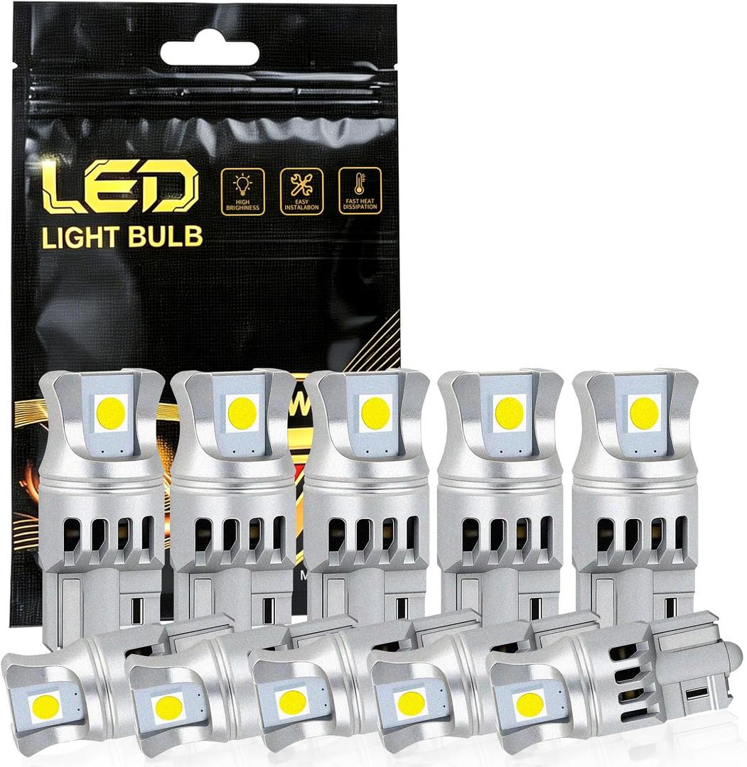 White 194 LED Bulbs License Plate/interior/Dashboard/Reading Lights | 2 SMD 3030 LED,168,175,T10, 2825 Bulbs, W5W Replacement Bulbs,10PCS