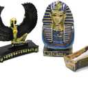 Egyptian Figure Dcor Decoration Ancient Pyramid Sculpture Pharaoh Obelisk Egypt Statue Decorative Decor Figurine Building Ornament Set of 4