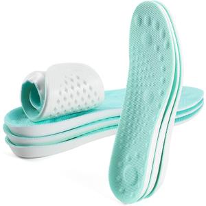 XINIFOOT 3 Pairs Breathable Shock Absorption Sport Shoe Insoles Elastic Soft Running Shoes Pad Replacement Insole for Men&Women Mint Green (S Men 5-6.5 / Women 7-8.5)