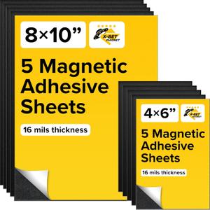 DIY Craft Magnetic Sheets with adhesive backing - 4x6" & 8x10" 5 + 5 pack Adhesive Sheets for Magnetic Stickers and Photos - 100% Customizable