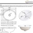 Bathroom Vessel Sink 18'' x 15'' Semi Recessed Bathroom Sink Oval Drop-in Vanity Sink with Overflow White Ceramic Modern Art Basin