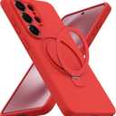 SKYLMW Compatible with Samsung Galaxy S26 Ultra Case with Magnetic Invisible Stand [Compatible with Mag-Safe][Full Camera Protection] Silicone S26 Ultra Case for Women Men 6.9'', Red