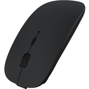 Bluetooth Mouse for Laptop/ MacBook/ iPad/ Android PC, Rechargable Quiet Slim Wireless Mice Compatible with Windows/ Linux/ Tablet, Black