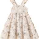 Kids Toddler Baby Girls Rainbow Dress Princess Sleeveless Beach Butterfly Sundress (Beige) 2-3Y