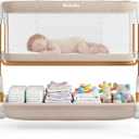 Ezebaby 3 in 1 Baby Bassinet Bedside Sleeper, Rocking Bassinet for Baby with Comfy Mattress & Breathable Full Mesh Sides, 7 Height Adjustable | Portable Crib for Newborns