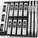 Nicpro 0.7 Metal Mechanical Pencil Set with Case, 3PCS MP1000 0.7mm Artist Lead Pencil With 8 Tube HB Refills, 3 Erasers, 9 Eraser Refill For Architect Art Drafting Drawing Engineering, Sketching (Silver)