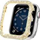 2 PAck Mosonio Metal Case Cover Compatible with Apple Watch S10 46mm, Full Bling Metal Watch Frame for Women, Shiny and Durable Protective Case Cover for iwatch Series 10(Gold & Rose Gold,46mm)