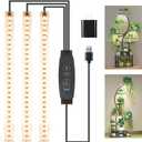LED Grow Light Strips, Grow Lights for Indoor Plants Full Spectrum 3000K, 78 LEDs Plant Light with 3/9/12H Timer, 10 Dimmable Levels for Seedling Succulent and Plant Shelf, 3 Head 8.6 Inches (Warm)